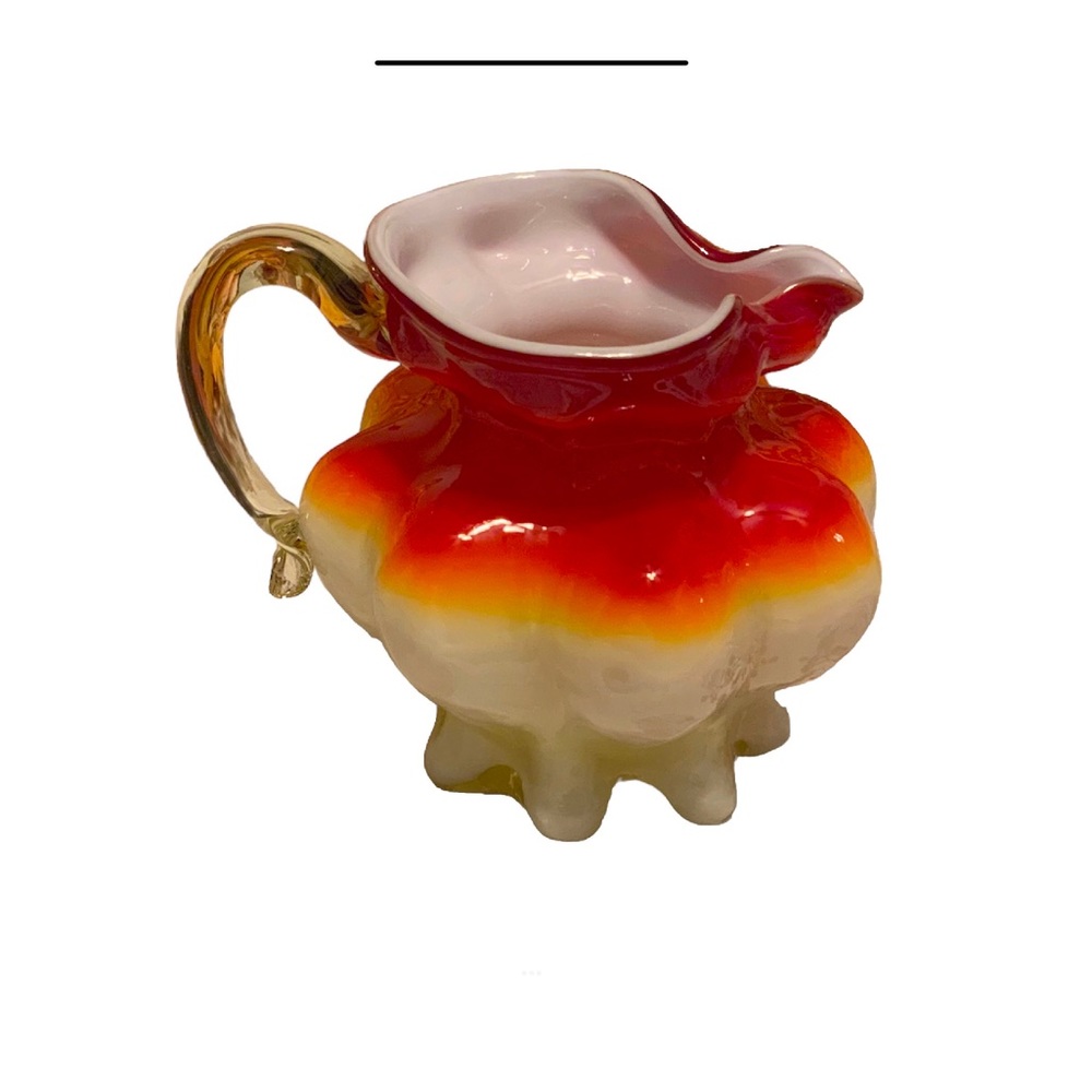 Vintage Kanawha Amberina Glass Pitcher Cadmium Selenium Cased Creamer Glows - Picture 10 of 14